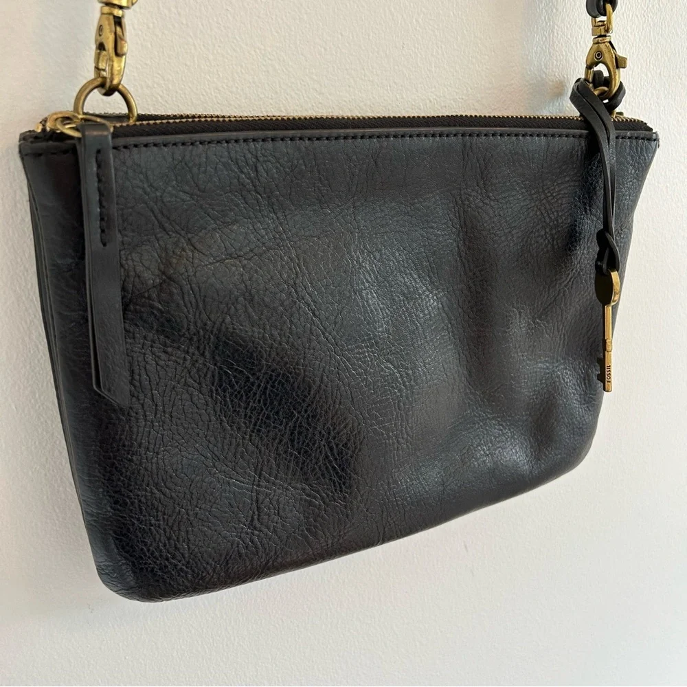 FOSSIL Leather Devon Crossbody Bag Black - Picture 2 of 10